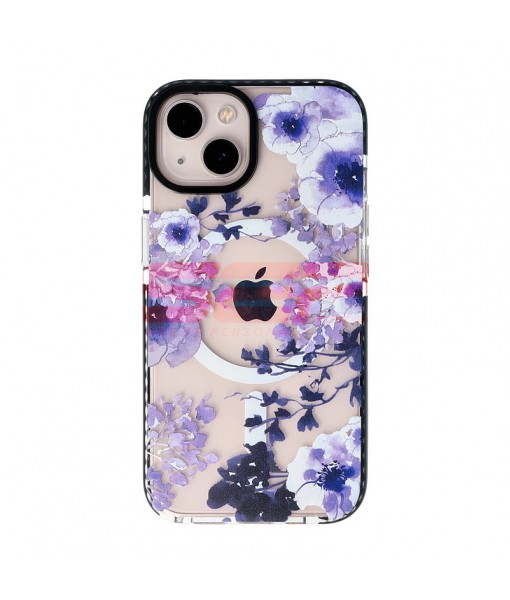 Husa iPhone 15, Antishock cu functie Magsafe, Dark Flowers